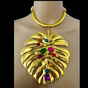 Massive Monstera Leaf Necklace Bejeweled